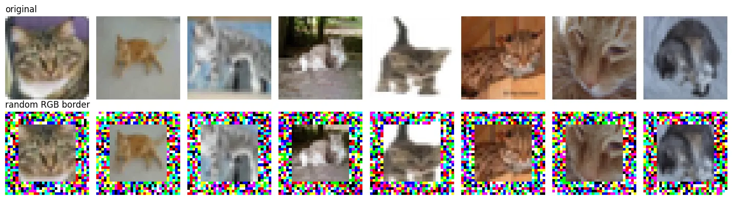 Cats surrounded by high-amplitude noise, still recognizable as cats